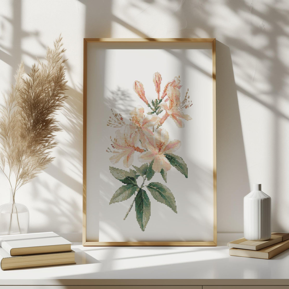 Cross Stitch Pattern With Honeysuckle, Counted Cross Stitch Charts, June Birth Flower Embroidery Pattern, Mothers Day Personalized Gifts