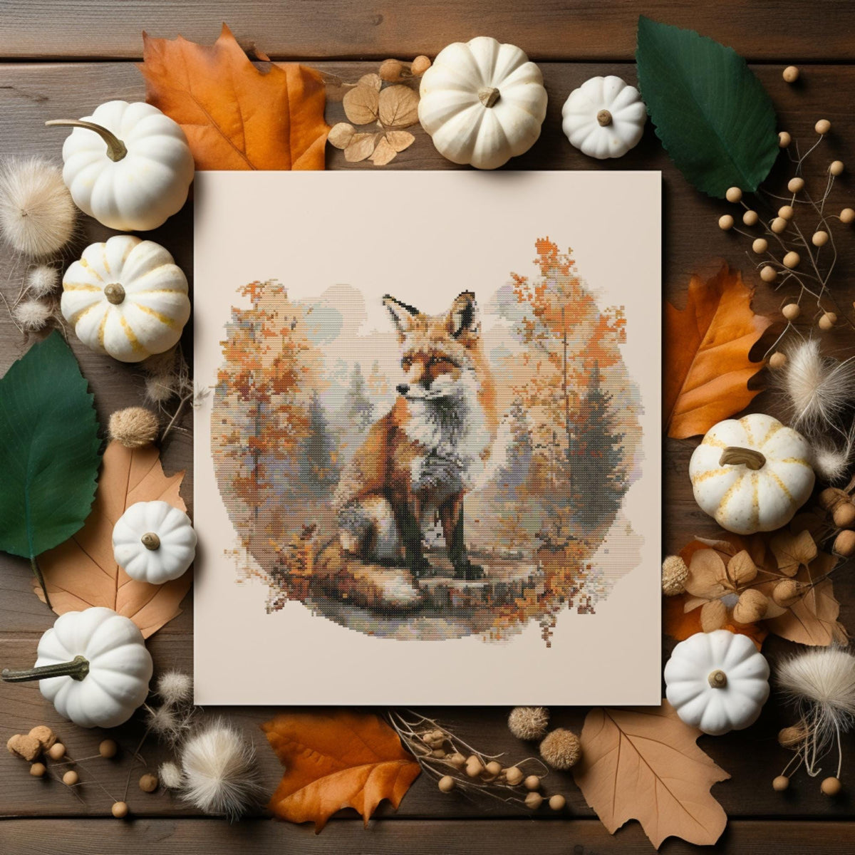 Red Fox Cross Stitch Pattern, Woodland Animal Cross Stitch Designs, Nature Cross Stitch Chart, Counted, Fall Embroidery Pattern Pdf