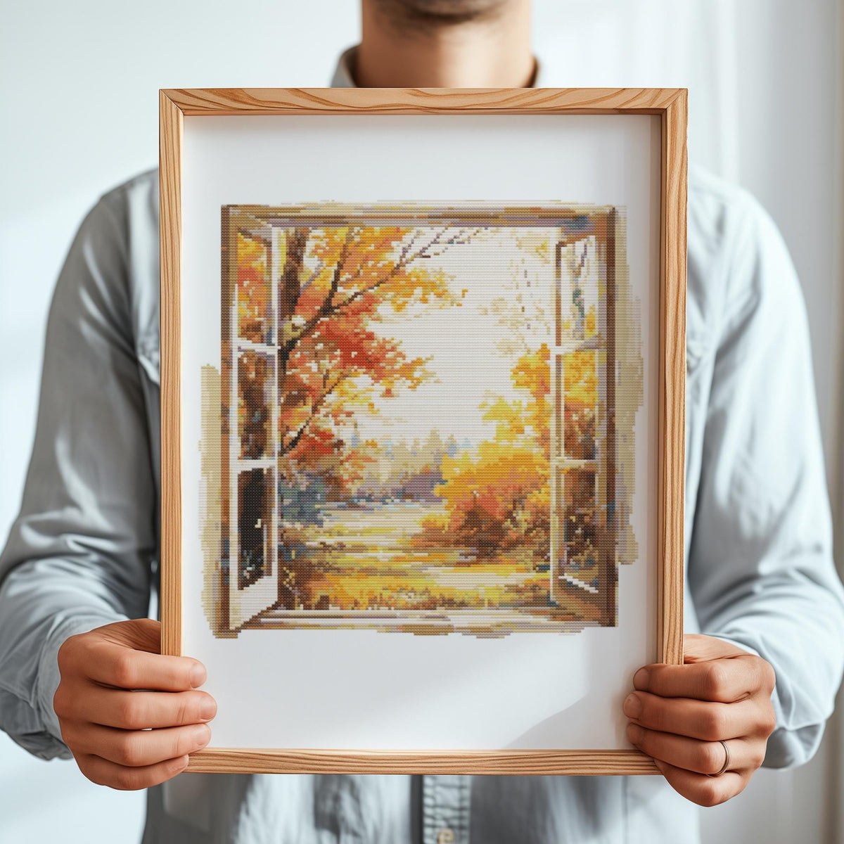 Autumn Cross Stitch Pattern, Watercolor Landscape Cross Stitch Designs, Modern Fall Embroidery Pattern Pdf Counted Cross Stitch Samplers
