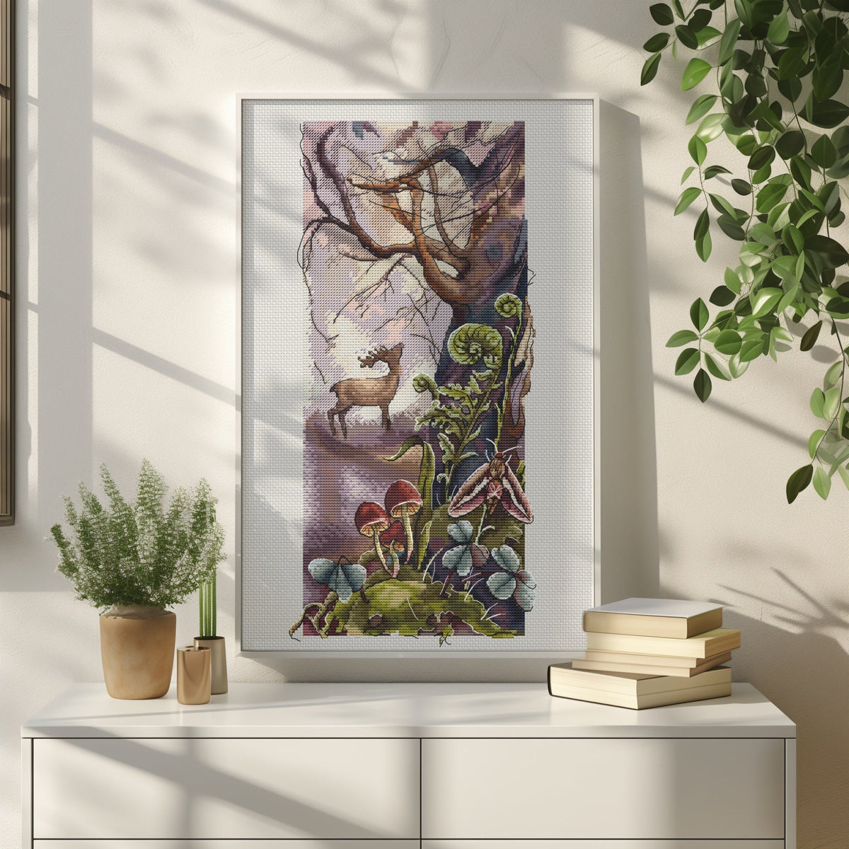Magic Cross Stitch Pattern Counted Deer Mushrooms Embroidery Designs For Advanced Stitcher Fairy Woodland Cross Stitch Chart Pdf Saga File