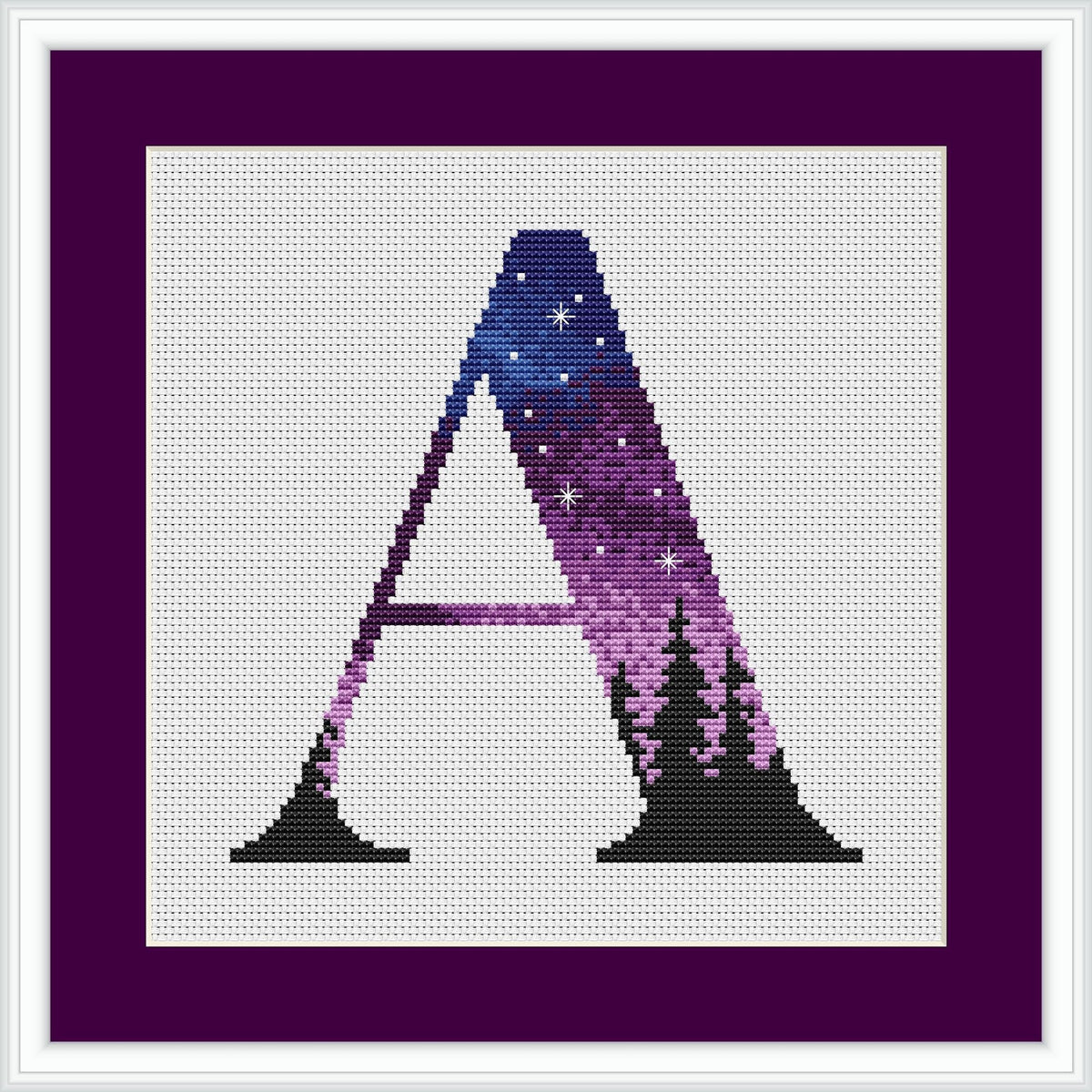 Monogram Cross Stitch Pattern PDF, Family Name Embroidery Designs, Modern Alphabet, Letter A Cross Stitch Pattern PDF, Digital Downloads