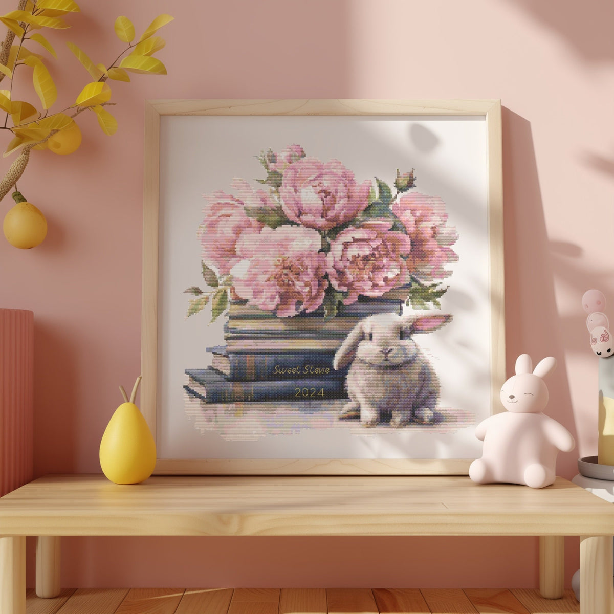 Cross Stitch Pattern With Custom Name On the Books, Counted Cross Stitch Designs, Embroidery Designs, Personalized Gifts For Book Lover