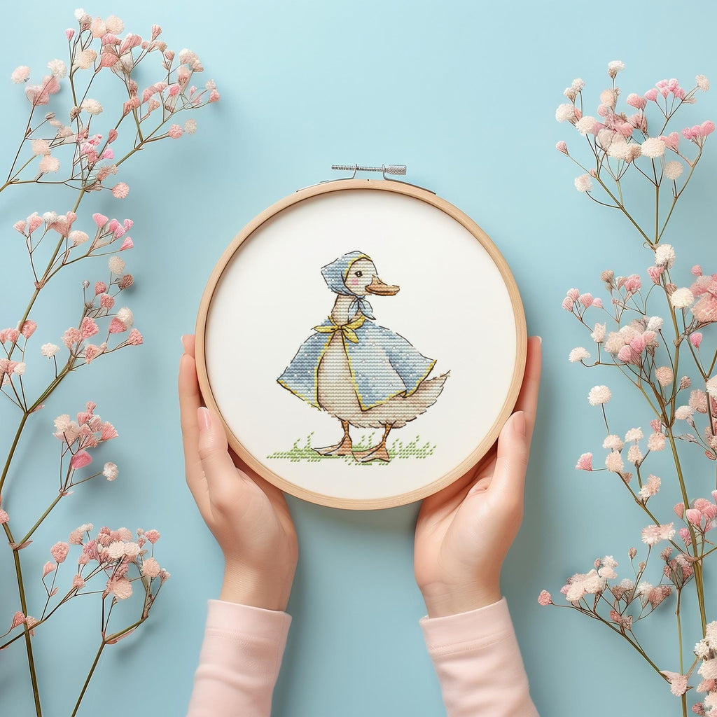 Small Cross Stitch Pattern With Miss Quack, Embroidery Pattern, Simple Cross Stitch Art, Rustic Cross Stitch Charts For Beginners, Saga File