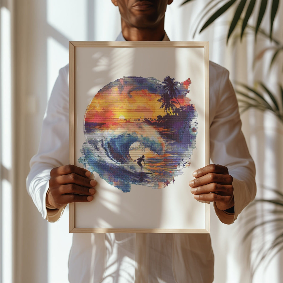 Counted Cross Stitch Pattern, Ocean Embroidery Designs, Sea Wave Cross Stitch Pattern Pdf, Beach Cross Stitch Designs, Gift For Surfer