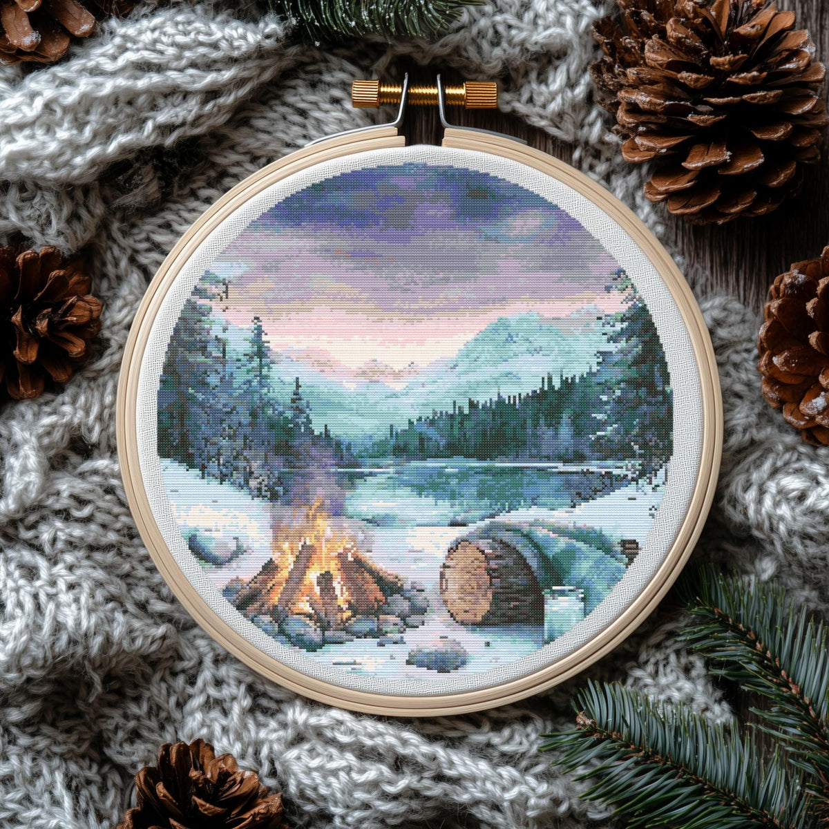 Nature Cross Stitch Pattern PDF, Landscape Cross Stitch Diagram, Embroidery Designs, Counted, Compatibler With Pattern Keeper