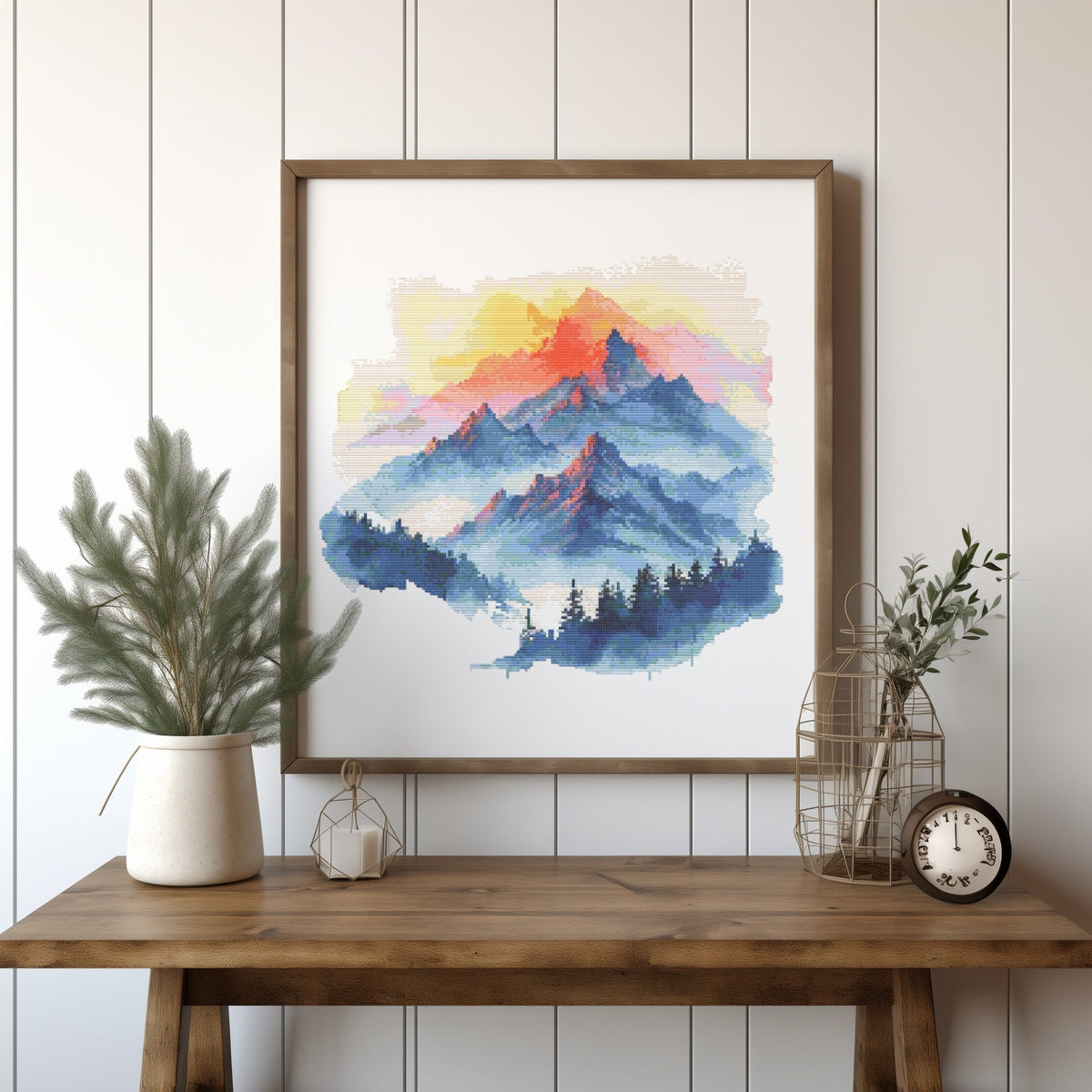 Mountain Cross Stitch Pattern PDF, Counted Cross Stitch Chart, Landscape Cross Stitch Designs, Nature Embroidery Pattern, Nature Lover Gifts
