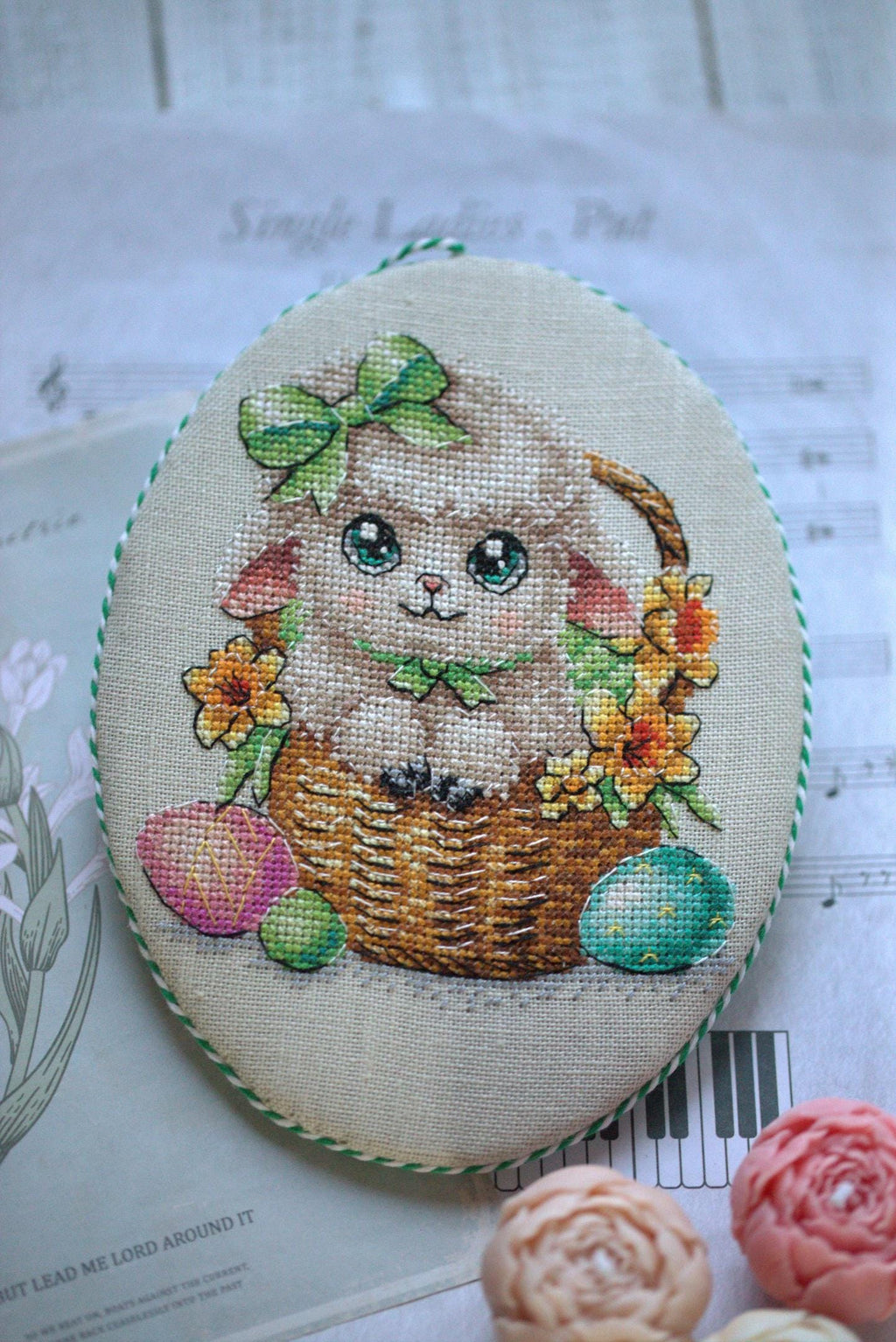 Easter Cross Stitch Pattern PDF With Cute Lamb, Easter Embroidery Designs, Spring Cross Stitch Charts, Beginner Friendly, Saga File