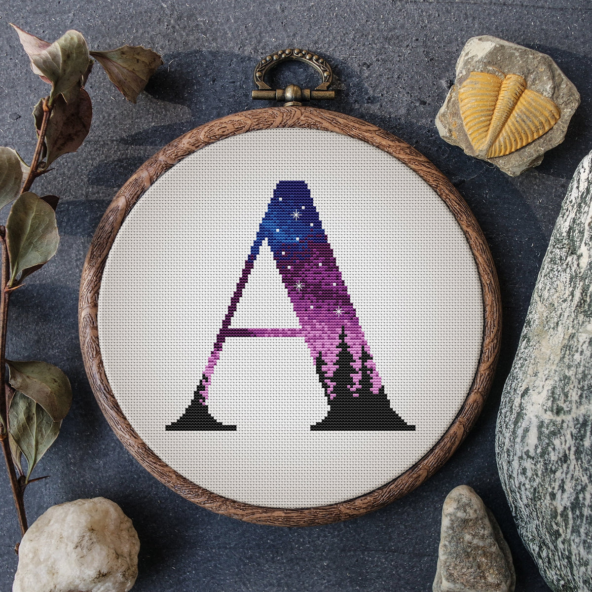 Monogram Cross Stitch Pattern PDF, Family Name Embroidery Designs, Modern Alphabet, Letter A Cross Stitch Pattern PDF, Digital Downloads
