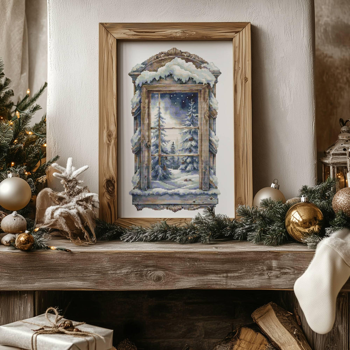 Christmas Cross Stitch Pattern PDF, Winter Forest Embroidery Design, Counted Cross Stitch Chart, Pattern Keeper File
