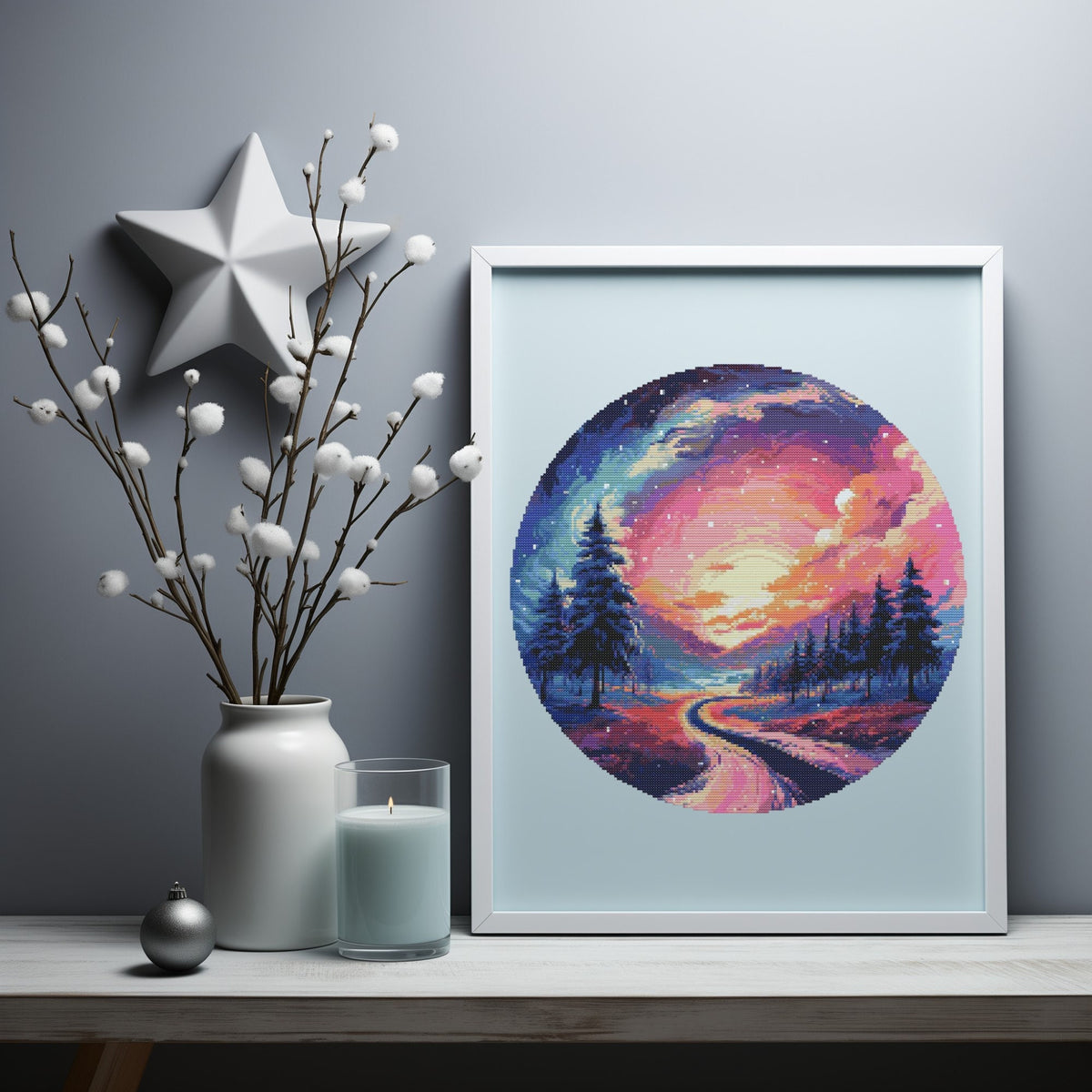 Winter Cross Stitch Pattern PDF | Counted Cross Stitch Charts | Landscape Embroidery Designs