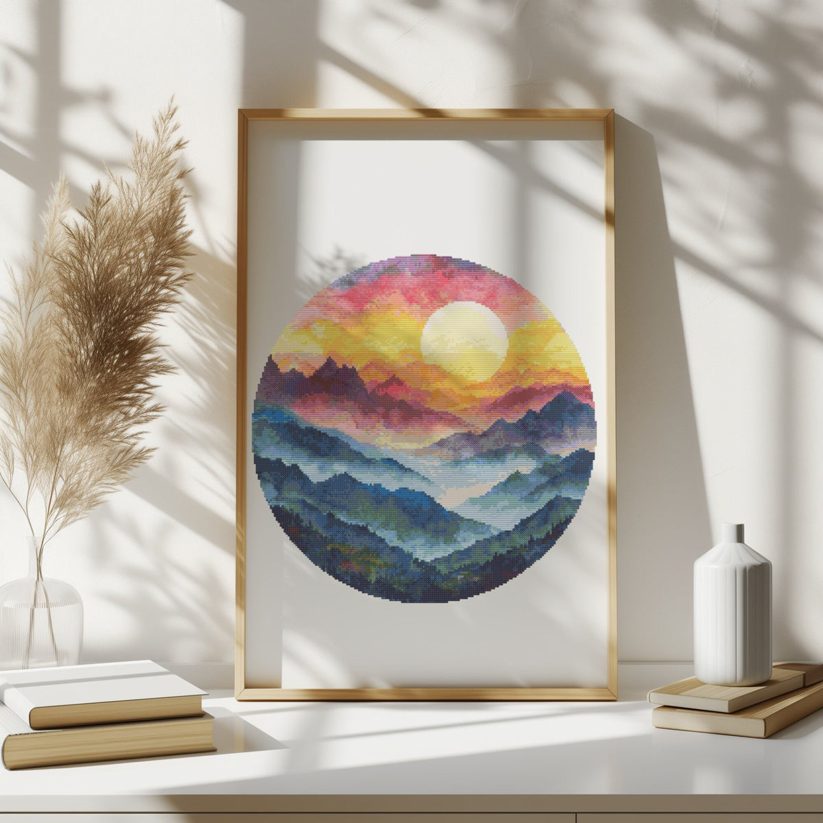 Landscape Cross Stitch Pattern With Mountains, Nature Cross Stitch Designs, Counted, Wild Nature Embroidery Pattern, Easy Cross Stitch Chart