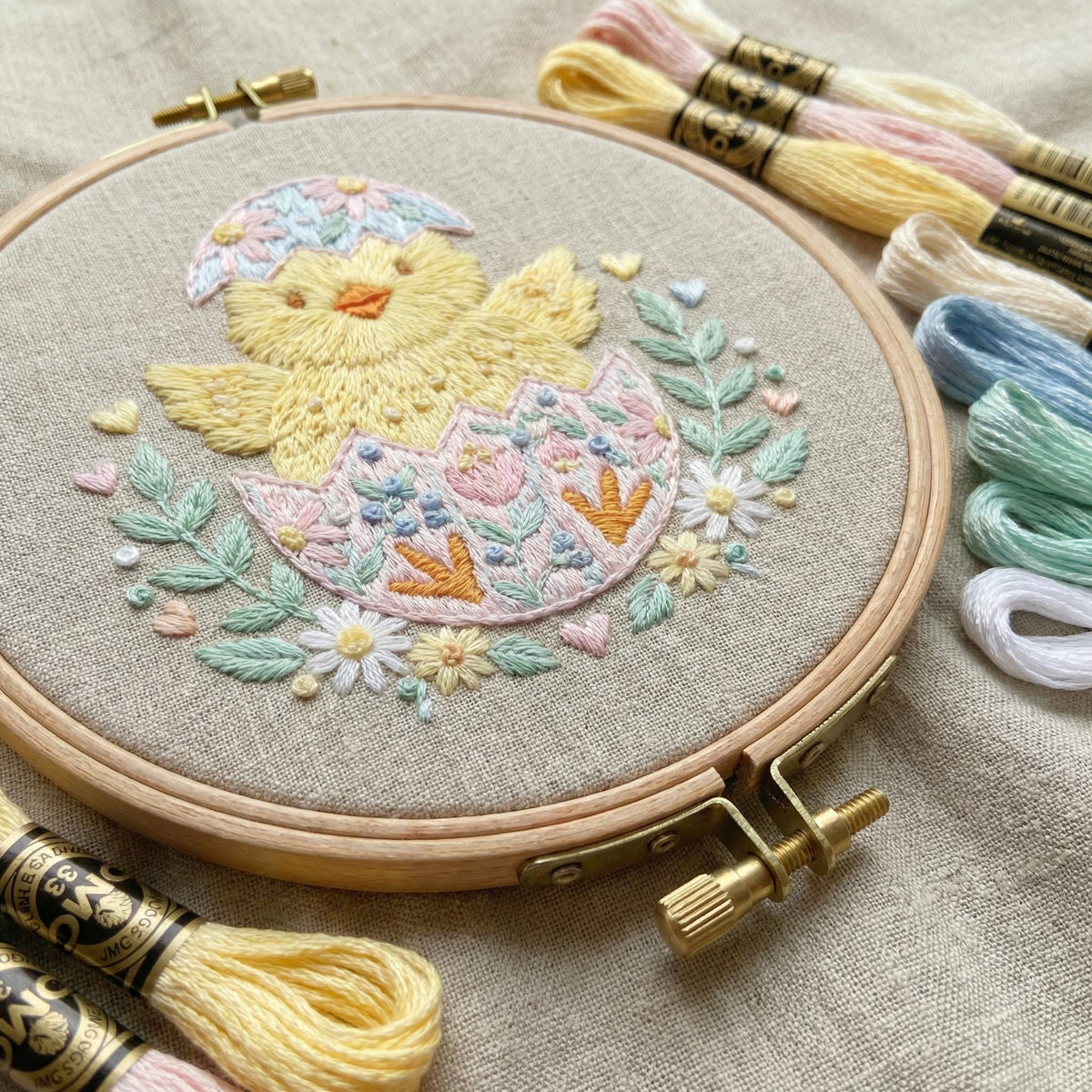 Easter Embroidery Pattern PDF With Chick, Spring Hand Embroidery Template With Instructions, Do It Yourself Gift, Happy Easter Gift For Mom