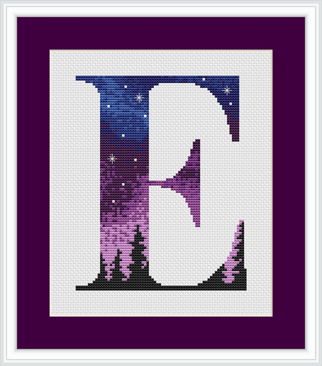 Cross Stitch Pattern With Modern Monogram, Customized Name Embroidery Pattern, Nature Letter Cross Stitch Pattern, Easy Cross Stitch Chart