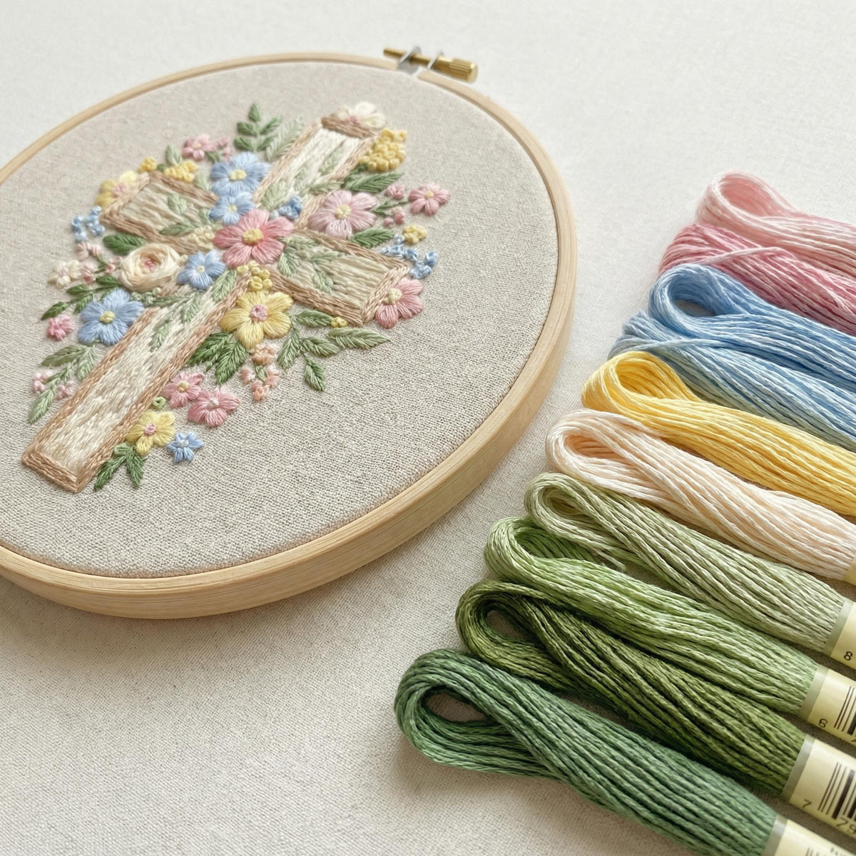 Easter Embroidery Pattern PDF With Christian Cross, Religious Hand Embroidery Template, Do It Yourself Gifts, Happy Easter Gift For Grandma