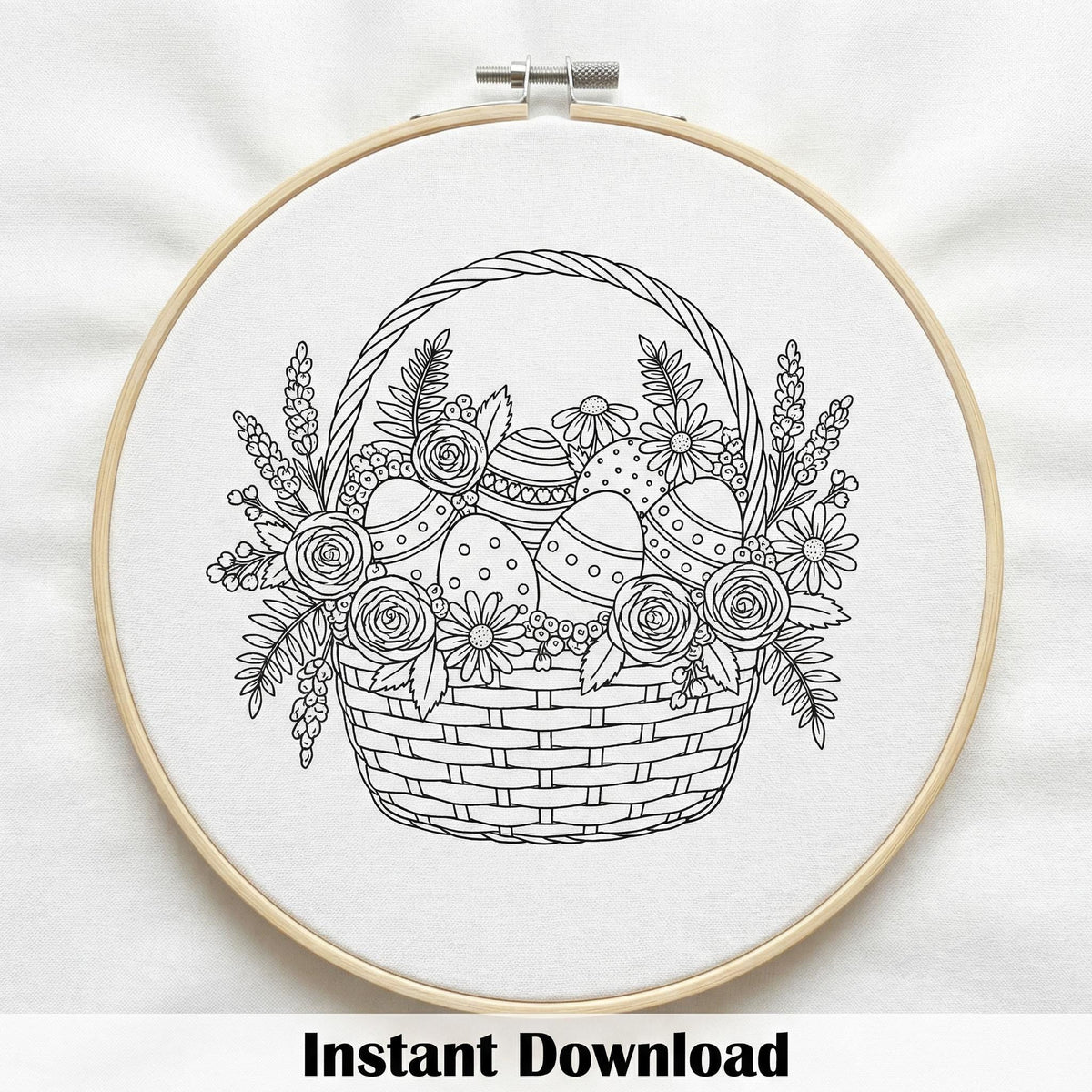 Easter Embroidery Pattern PDF With Easter Eggs, Religious Hand Embroidery Template, Do It Yourself Gifts, Happy Easter Gift For Grandma