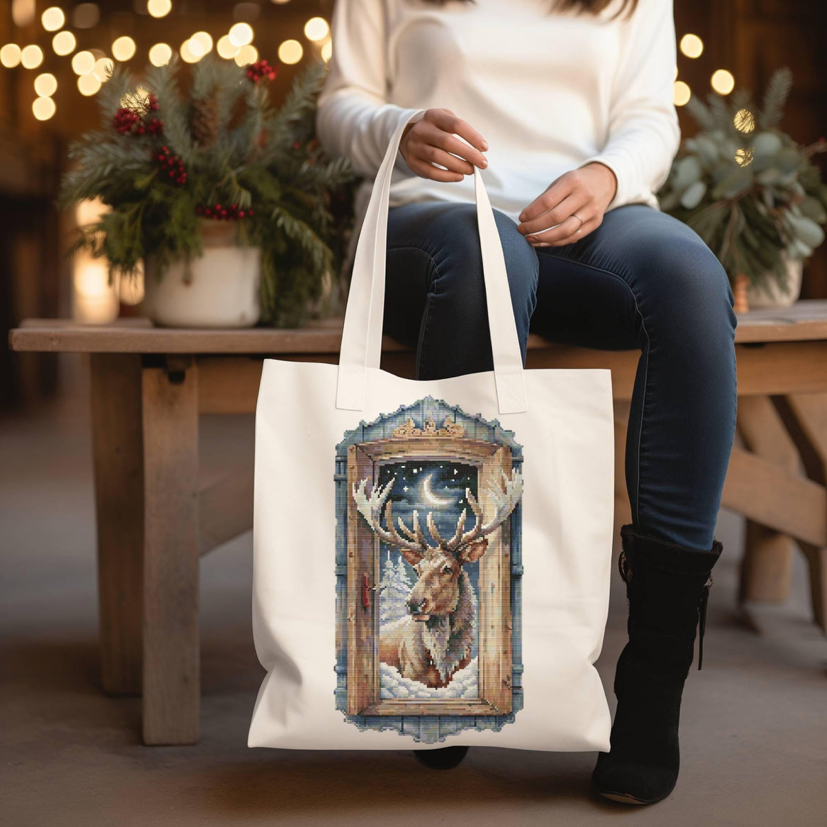 Christmas Cross Stitch Pattern With Elk Cross Stitch Charts Christmas Embroidery Designs Counted Modern Cross Stitch Designs