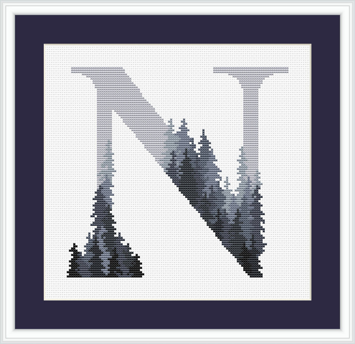 Custom Cross Stitch Pattern With Monogram N, Counted, Letter Cross Stitch Chart, Name Embroidery Pdf, Christmas Personalized Gifts For Dad