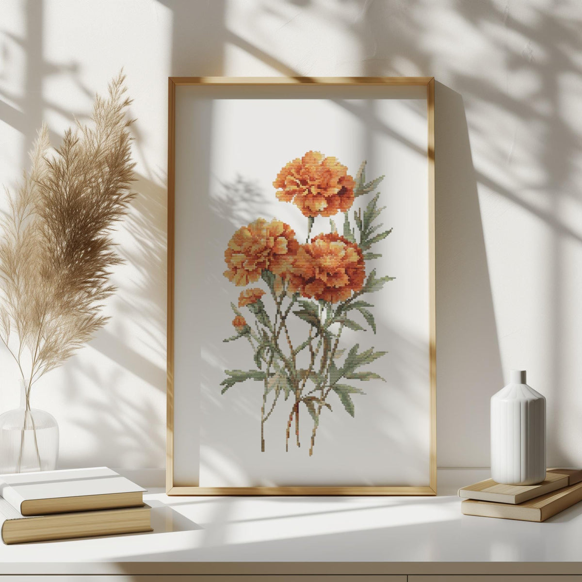 Cross Stitch Pattern Pdf With Marigold, Counted Cross Stitch Art, Birth Flower Embroidery Pattern, Custom Cross Stitch Scheme
