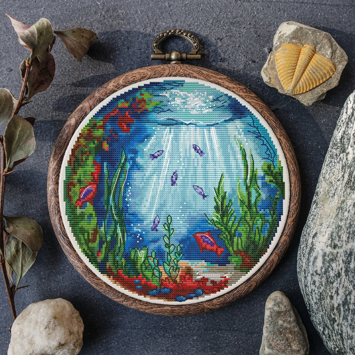 Ocean Cross Stitch Patterns, Under The Sea Cross Stitch Embroidery File, Cross Stitch For Advanced Stitcher, Saga File, Scuba Diver Gifts