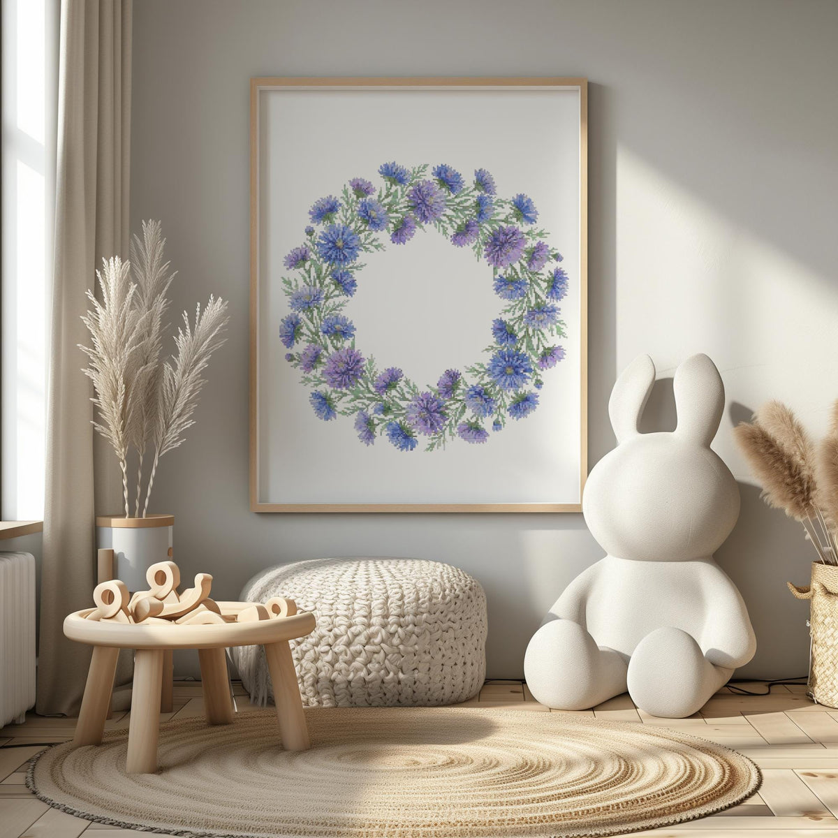Cross Stitch Pattern PDF With September Birth Flower, Counted Embroidery Pattern, Aster Cross Stitch Chart, Unique Mother's Day Gifts