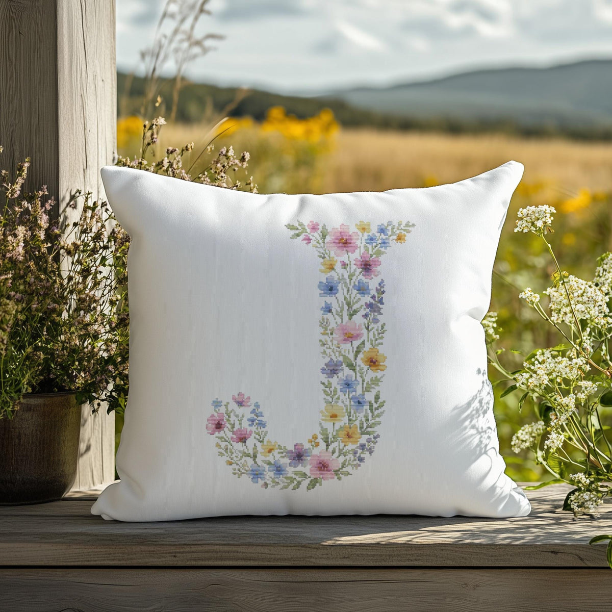 Custom Cross Stitch Pdf, Counted, Floral Letter J Cross Stitch Pattern, Monogram Cross Stitch Chart, Personalized Gifts, Pattern Keeper