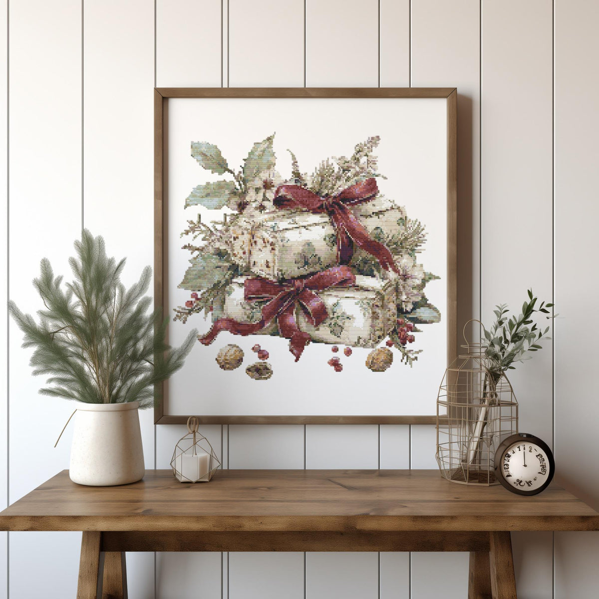 Cross Stitch Pattern With Christmas Gifts, Counted Cross Stitch Diagram, Festive Decoration, Compatible With Pattern Keeper