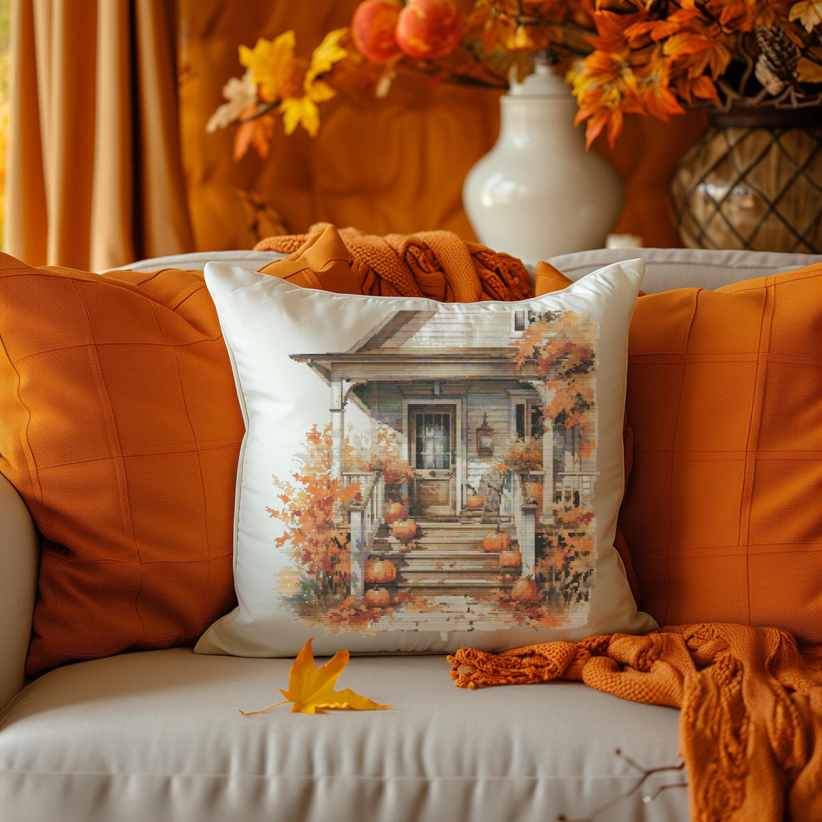 Rustic Cross Stitch Pattern PDF, Fall Cross Stitch Charts, Counted Cross Stitch Samplers, Fall Embroidery Designs, Pattern Keeper File