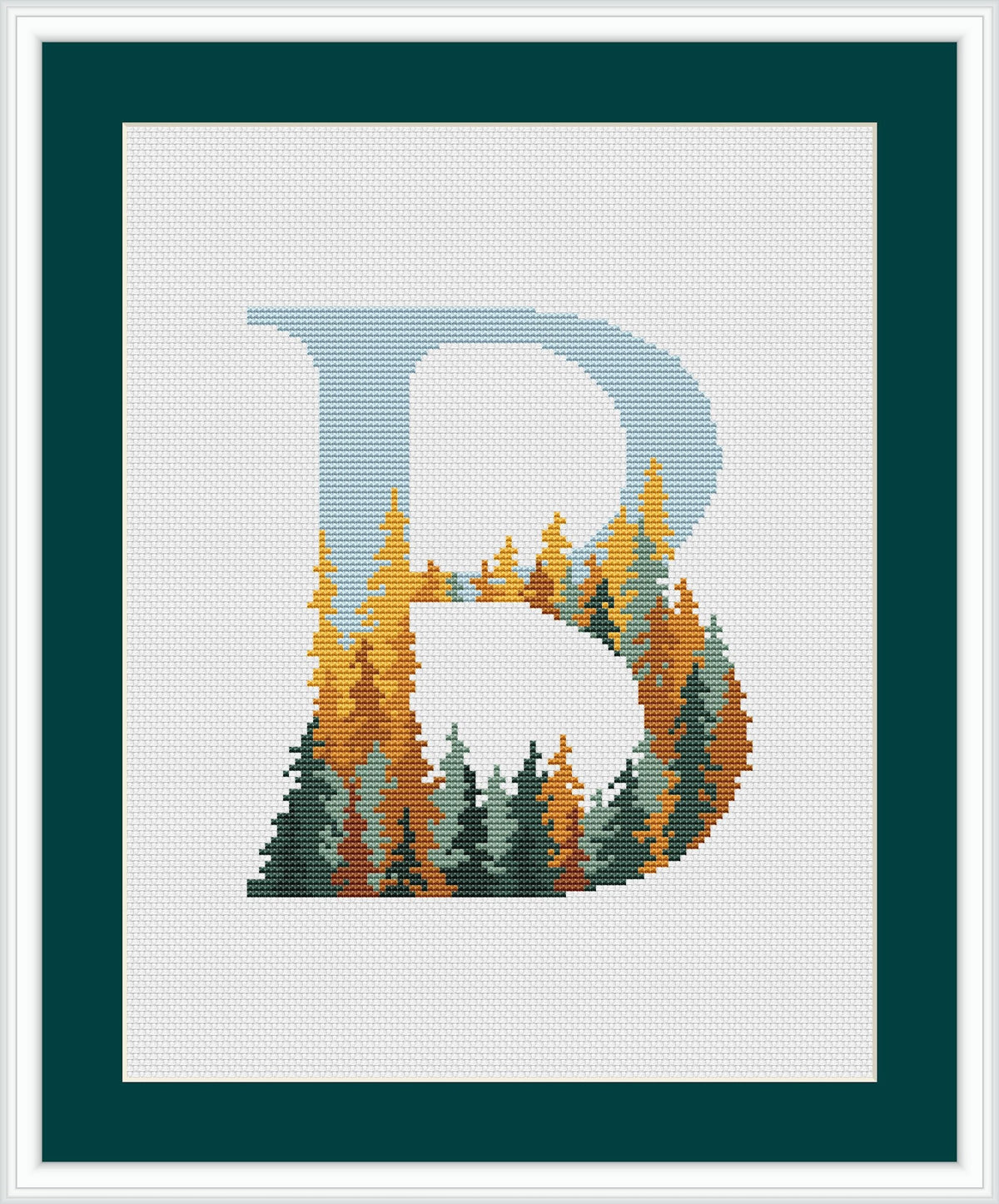Monogram Cross Stitch Pattern, Custom Name Embroidery Pattern PDF, Counted, Fall Forest, Letter Cross Stitch PDF, Easy Cross Stitch Art