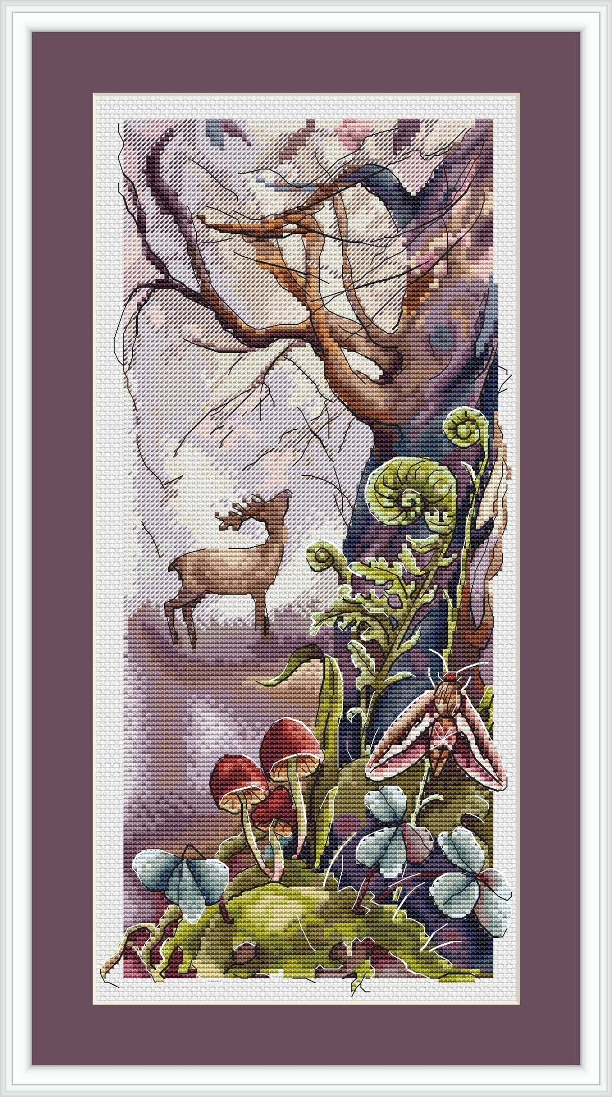 Magic Cross Stitch Pattern Counted Deer Mushrooms Embroidery Designs For Advanced Stitcher Fairy Woodland Cross Stitch Chart Pdf Saga File