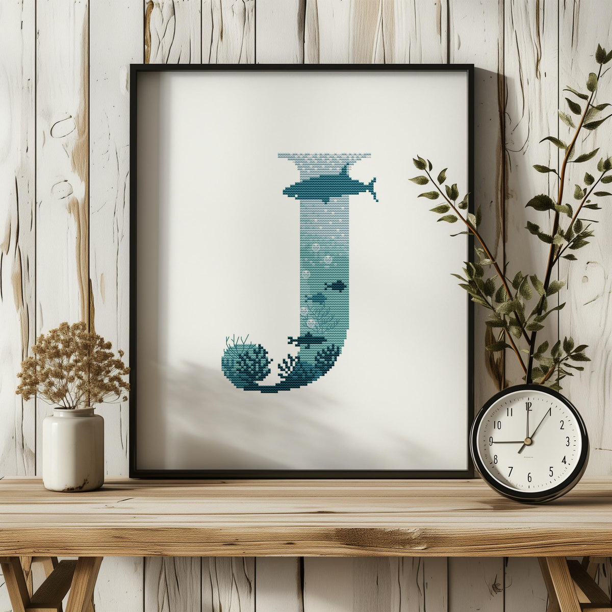 Customisable Name Cross Stitch Pattern, Counted, Family Initials Embroidery Pdf, Marine Monogram Cross Stitch Chart, Letter Cross Stitch Pdf