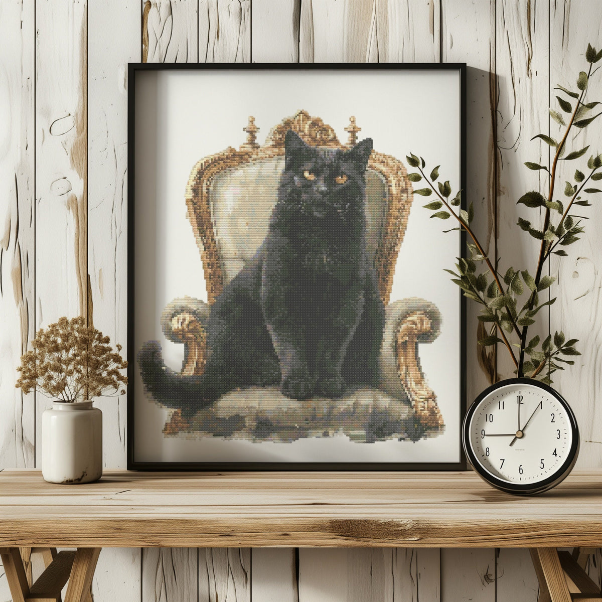 Black Cat Cross Stitch Pattern, Animal Cross Stitch Chart, Modern Cross Stitch Art, Counted, Cat Cross Stitch Designs, Digital Downloads