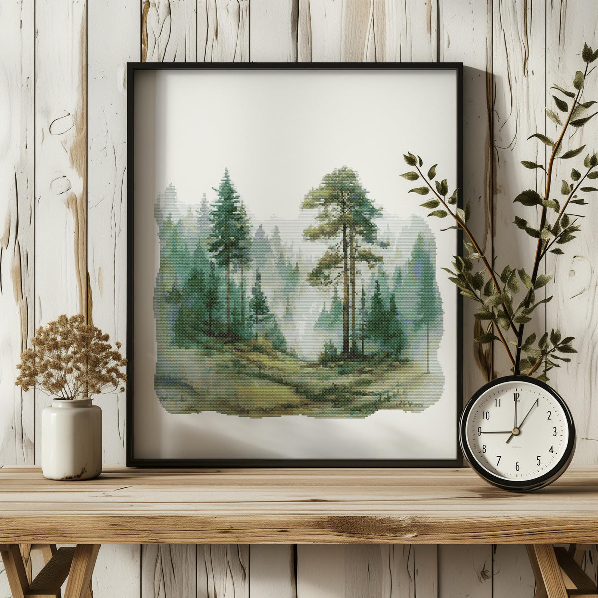 Forest Cross Stitch Pattern, Counted Cross Stitch Pdf, Landscape Cross Stitch Designs, Forest Embroidery Pattern, Nature Inspired Gifts