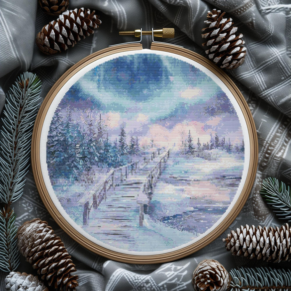 Northern Lights Cross Stitch Pattern, Counted Cross Stitch Chart, Winter Cross Stitch Designs, Compatible With KEEPER PATTERN