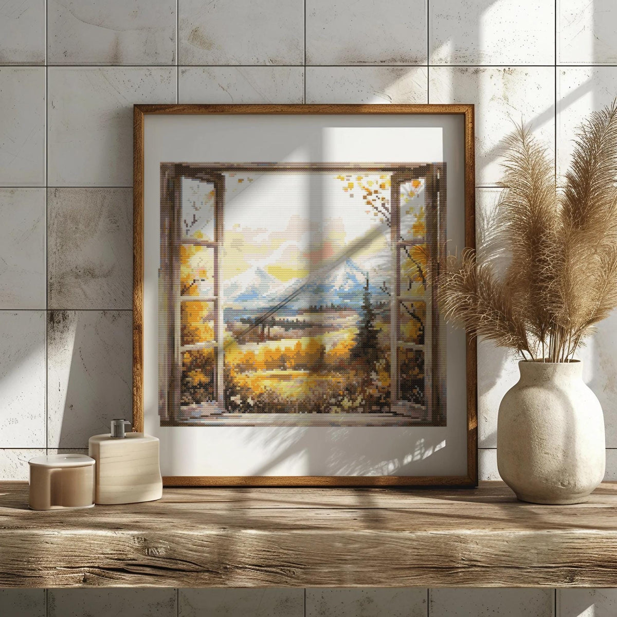 Fall Cross Stitch Pattern Pdf, Counted, Landscape Cross Stitch Designs, Autumn Embroidery Designs, Watercolor Cross Stitch Art