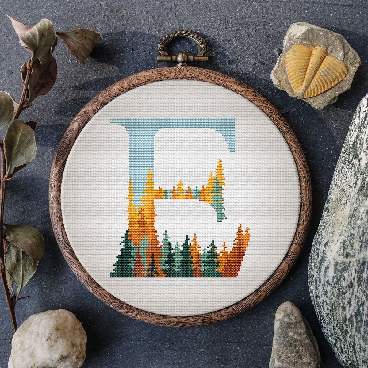 Personalized Cross Stitch Pattern With Monogram E, Counted Customized Name Embroidery File, Letter Cross Stitch Chart PDF, Christmas Gifts