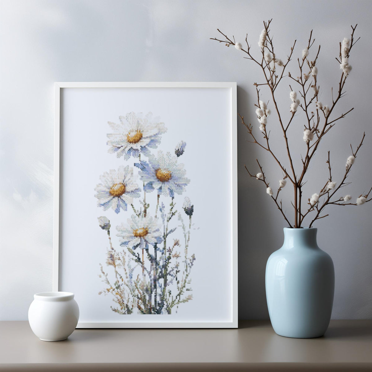 Cross Stitch Pattern With Daisy Counted Cross Stitch Designs Birth Flower Embroidery Pattern Pdf April Birth Flower Cross Stitch Art