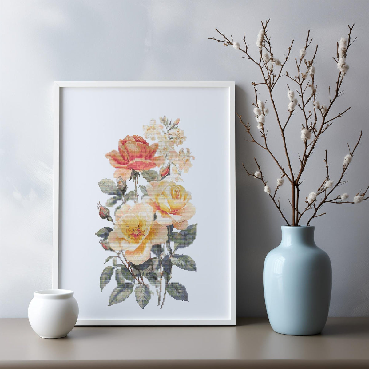 Cross Stitch Pattern With Roses, Honeysuckle, Counted, June Birth Flower Cross Stitch Samplers, June Birth Flower, Personalized Gifts