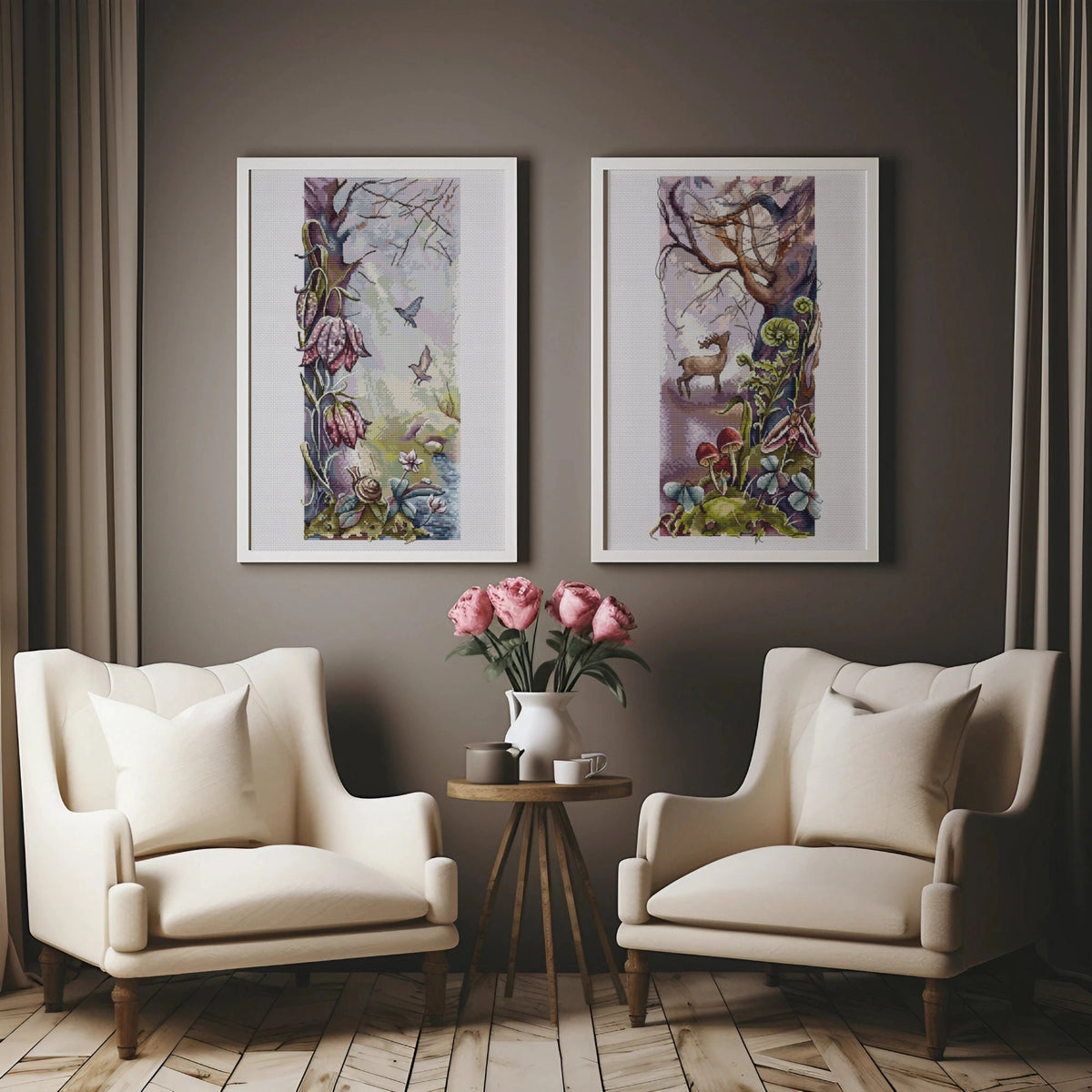 Magic Cross Stitch Pattern Counted Deer Mushrooms Embroidery Designs For Advanced Stitcher Fairy Woodland Cross Stitch Chart Pdf Saga File