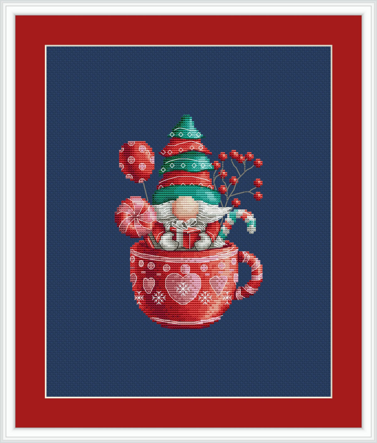 Gnome Cross Stitch Pattern, Counted Christmas Cross Stitch Chart, Holiday Embroidery, Easy Cross Stitch For Beginners