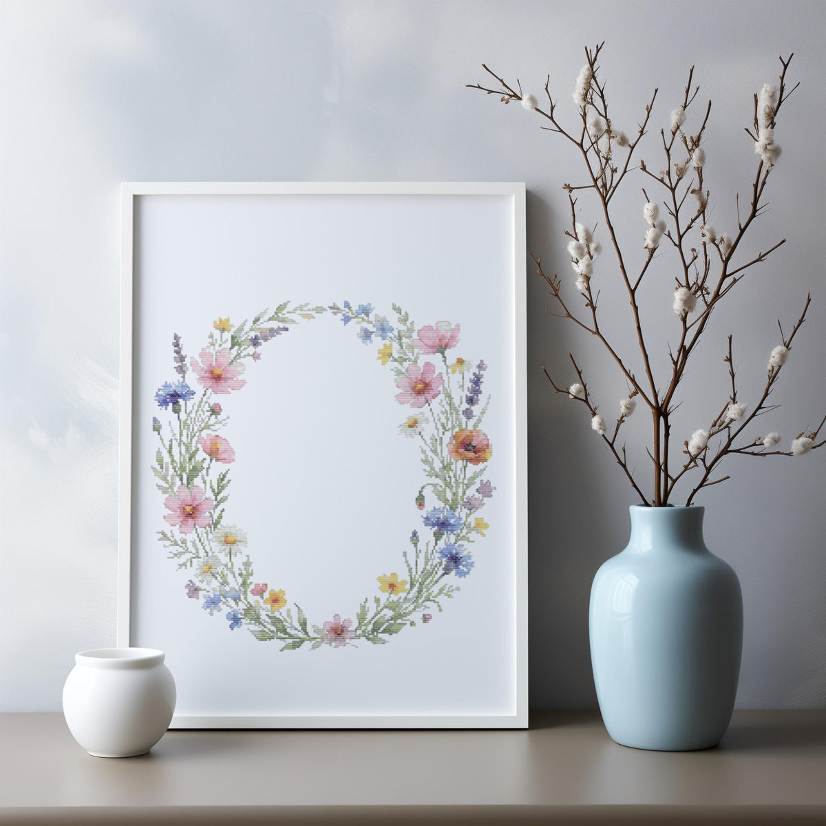 Custom Cross Stitch Pdf, Counted, Floral Letter O Cross Stitch Pattern, Monogram Cross Stitch Chart, Personalized Gifts, Pattern Keeper