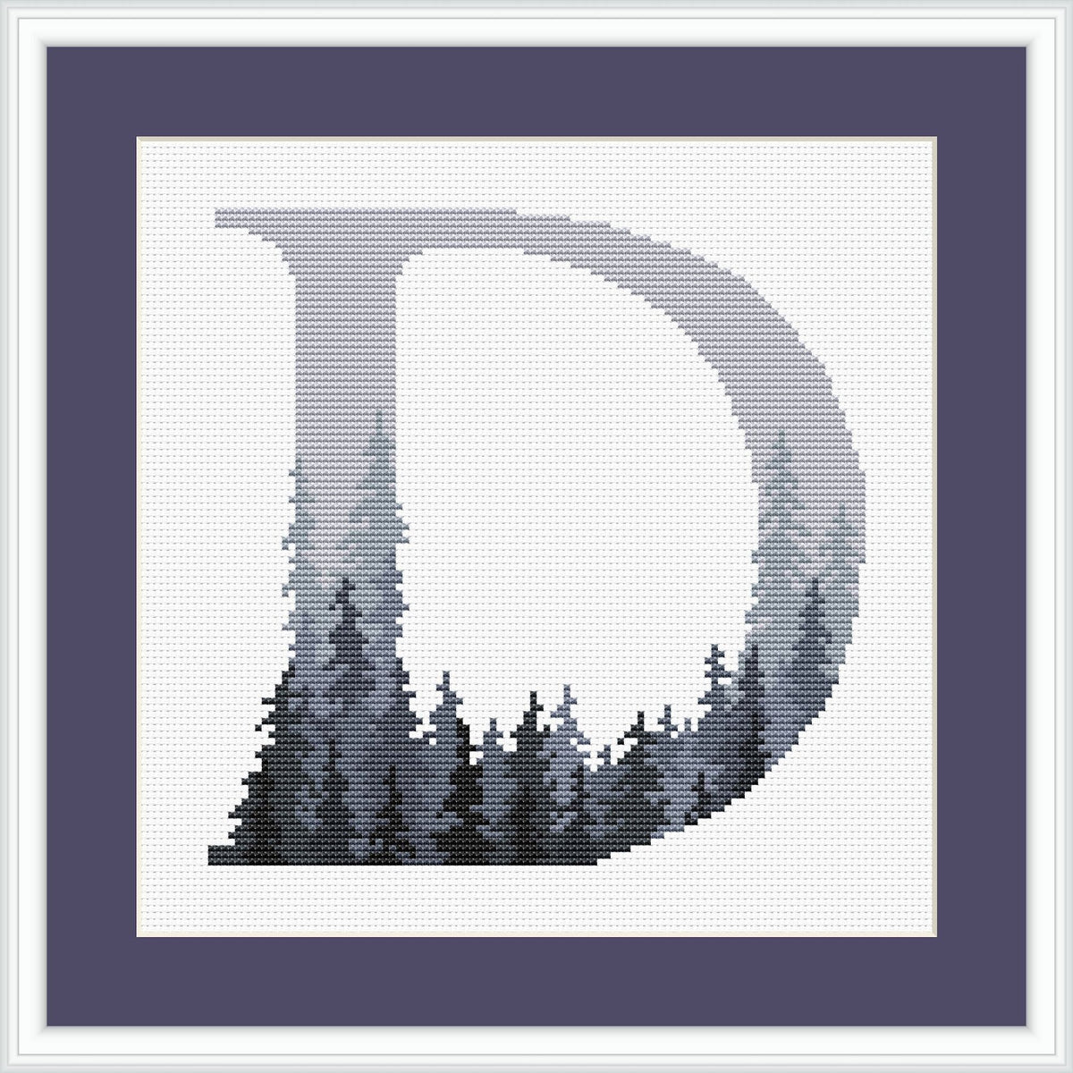 Monogram Cross Stitch Pattern, Gray Forest Cross Stitch Pdf, Alphabet Letter Cross Stitch Chart, Counted, Custom Name Embroidery Pattern