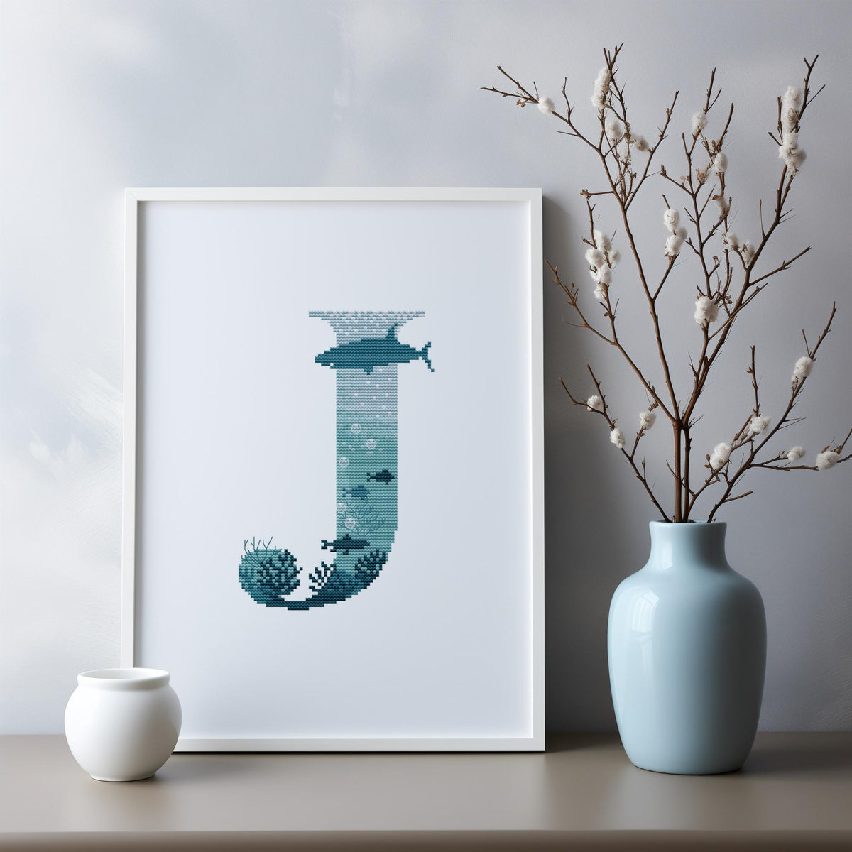 Customisable Name Cross Stitch Pattern, Counted, Family Initials Embroidery Pdf, Marine Monogram Cross Stitch Chart, Letter Cross Stitch Pdf