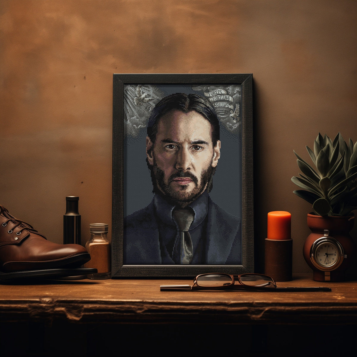 Movie Cross Stitch Pattern With Keanu Reeves, Modern Embroidery Pattern John Wick, Counted Cross Stitch Designs For Advanced Stitchers