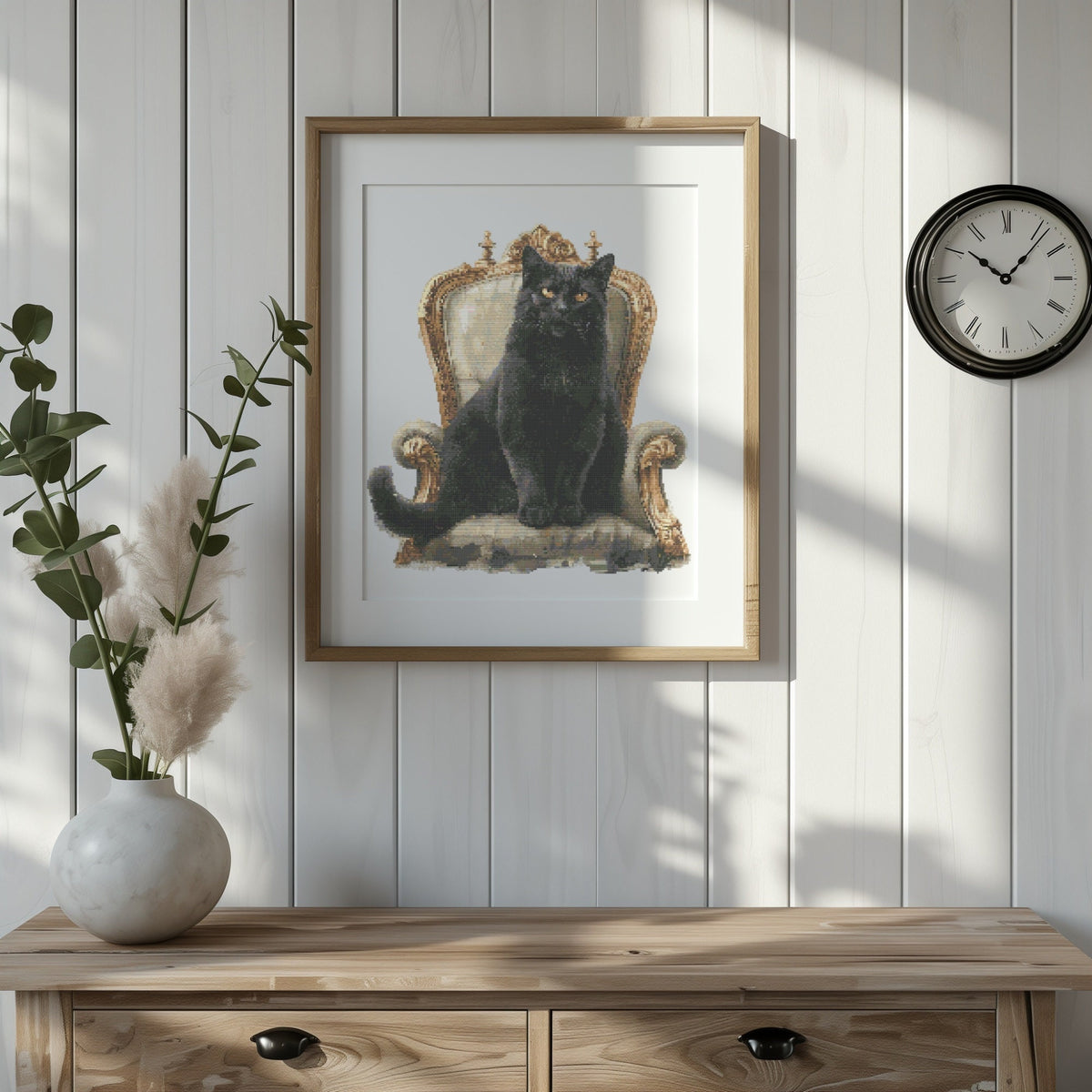 Black Cat Cross Stitch Pattern, Animal Cross Stitch Chart, Modern Cross Stitch Art, Counted, Cat Cross Stitch Designs, Digital Downloads