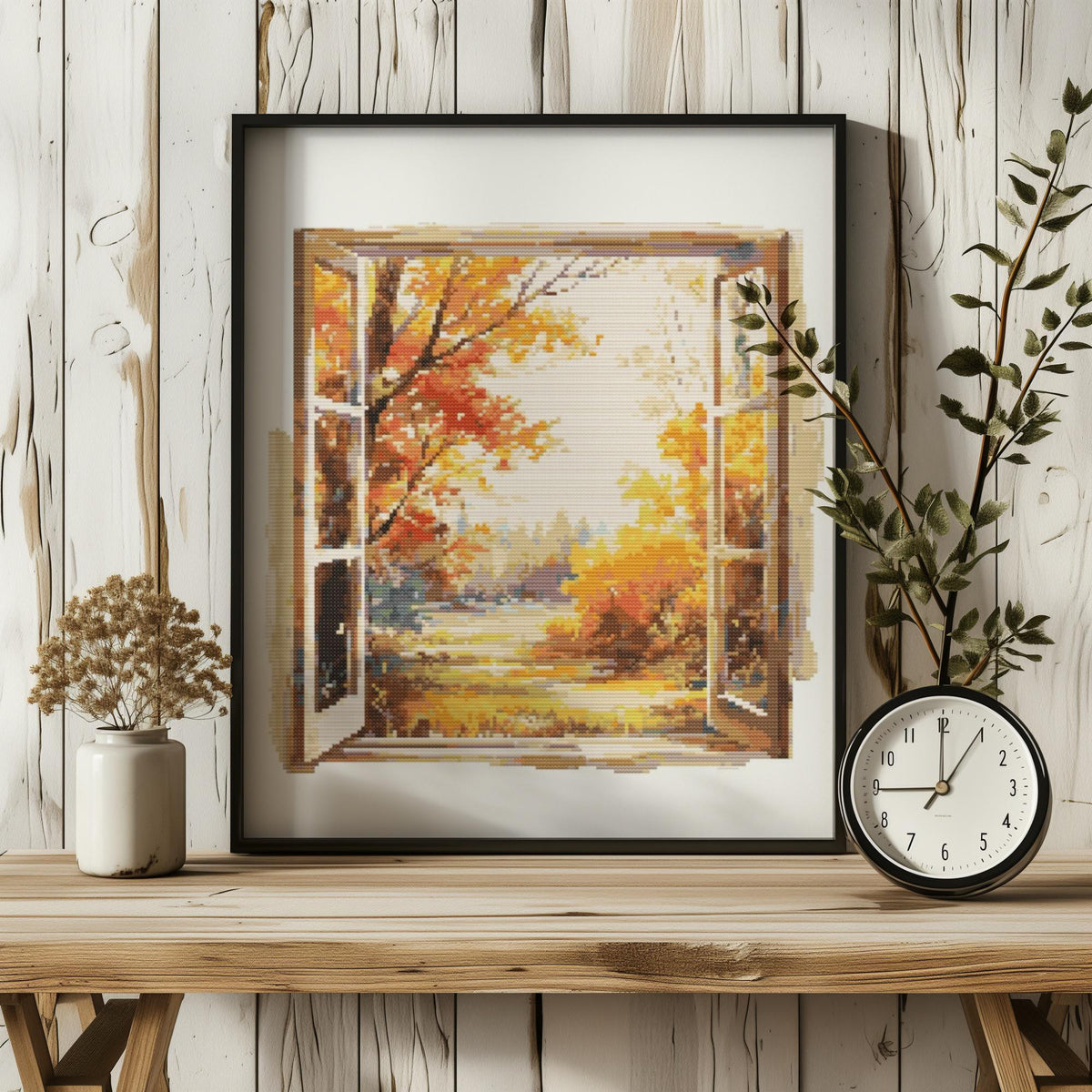 Autumn Cross Stitch Pattern, Watercolor Landscape Cross Stitch Designs, Modern Fall Embroidery Pattern Pdf Counted Cross Stitch Samplers