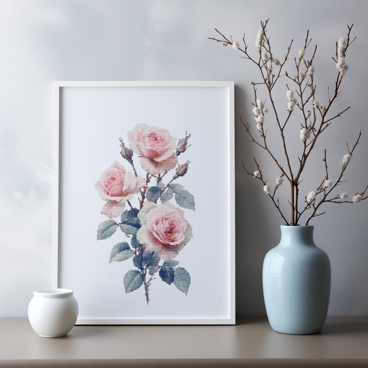 Cross Stitch Pattern With Pink Roses Counted Cross Stitch Art Designs Birth Flower Embroidery Pattern June Birth Flower Cross Stitch Scheme
