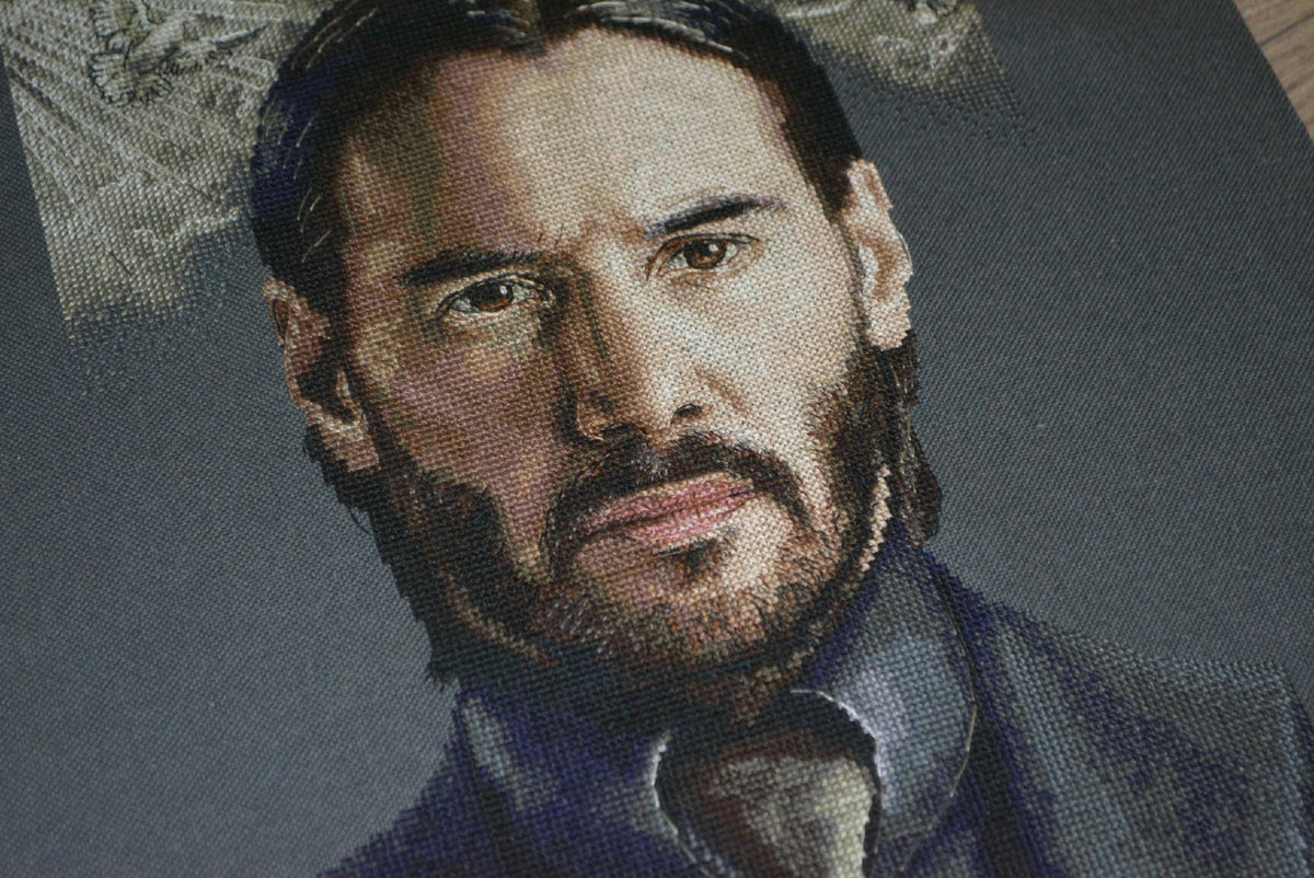 Movie Cross Stitch Pattern With Keanu Reeves, Modern Embroidery Pattern John Wick, Counted Cross Stitch Designs For Advanced Stitchers