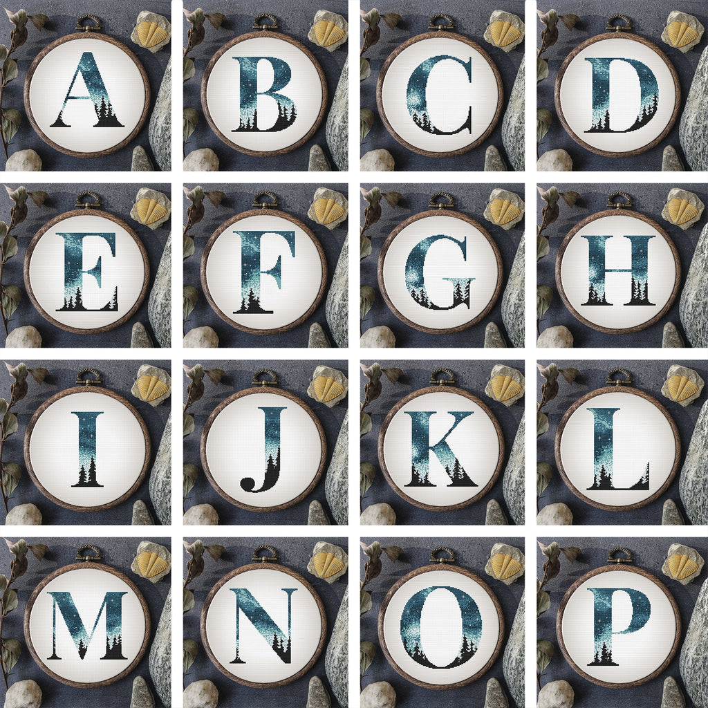 Alphabet Cross Stitch Pattern Counted Turquoise Monograms Cross Stitch Chart Name Embroidery Sampler Personalized Pattern Digital Downloads