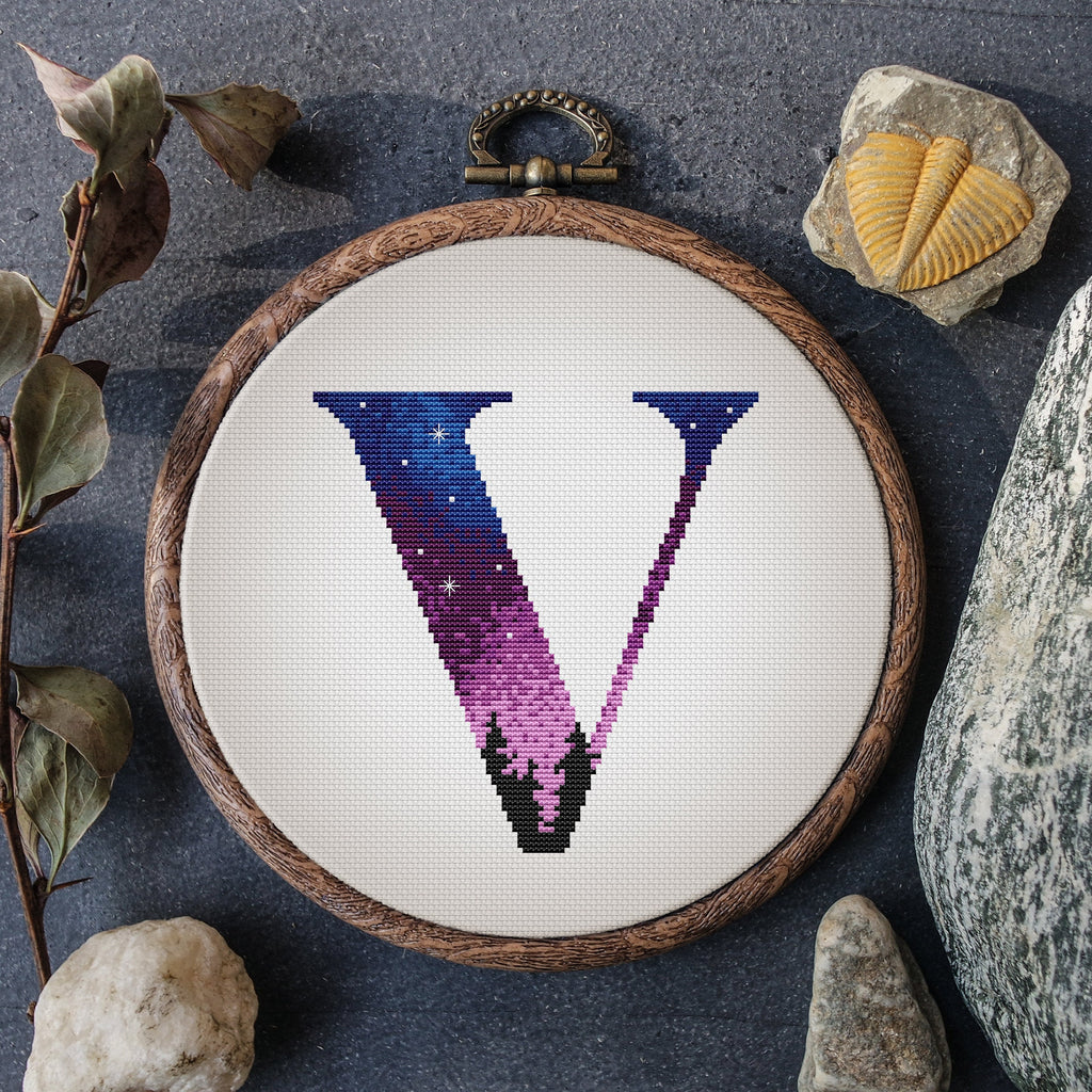 Monogram Cross Stitch Pattern Letter Cross Stitch Chart Modern Name Embroidery Pattern Counted Easy Cross Stitch Personalized Gift
