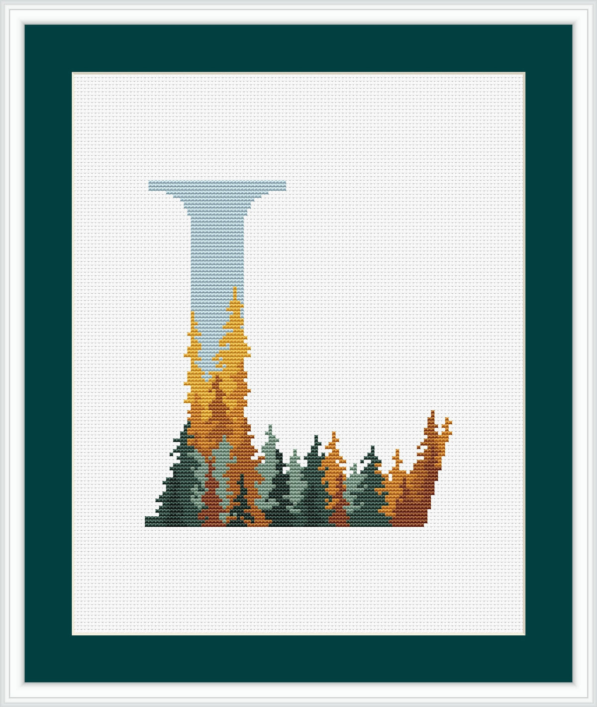 Monogram L Cross Stitch Pattern Counted Fall Forest Name Embroidery Pattern PDF Modern Alphabet Letter L Cross Stitch Digital Download